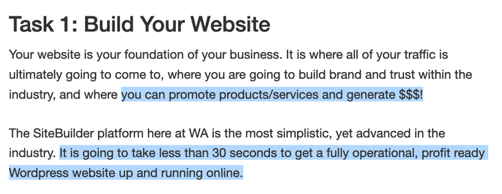 WA says you can build a profit ready website in 30 seconds.