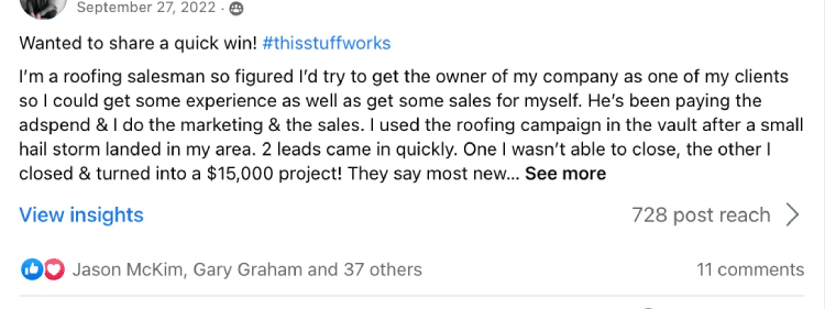 local marketing vault review 15k project student testimonial