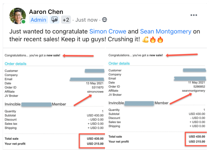 invincible marketer review aaron chen post student results