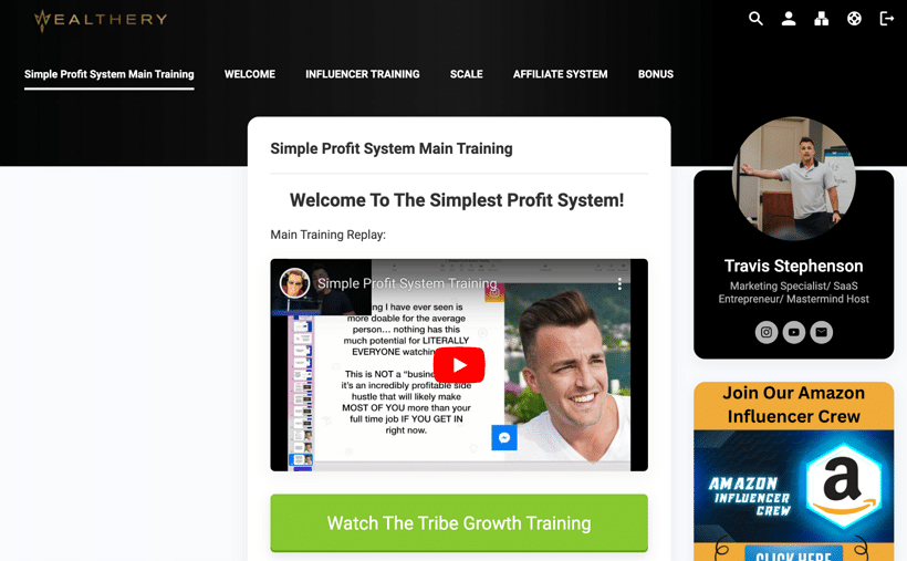 wealthery review simple profit system dashboard
