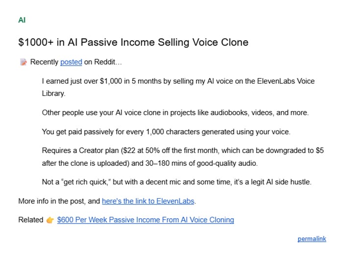 Preview screenshot of 1st business idea
