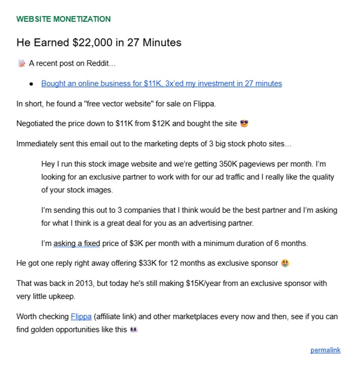 Preview screenshot of 2nd business idea