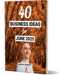 PDF book cover: 40 business ideas for June 2025 by Niall Doherty