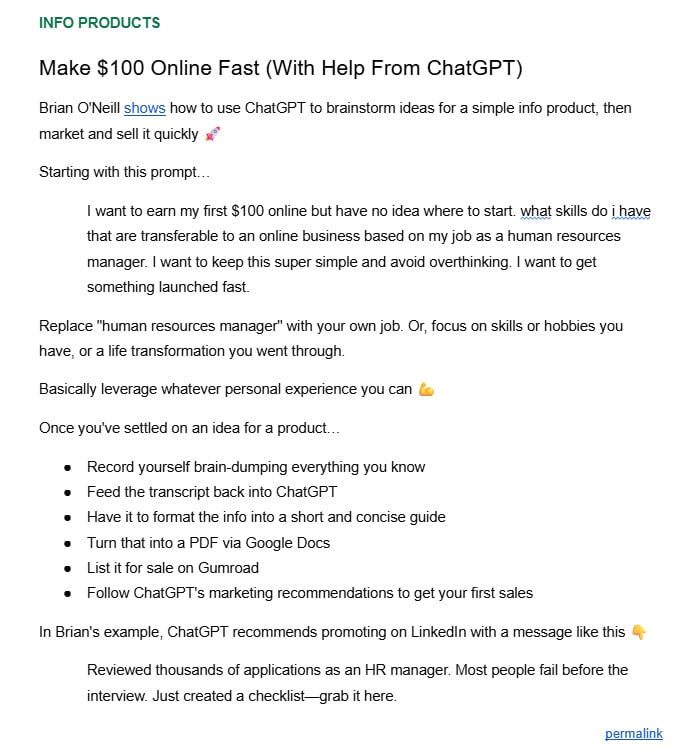 Preview screenshot of 1st business idea
