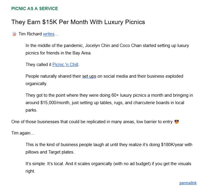 Preview screenshot of 2nd business idea
