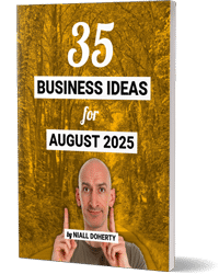 PDF book cover: 35 business ideas for August 2025 by Niall Doherty