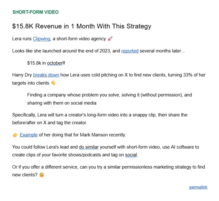 Preview screenshot of 1st business idea
