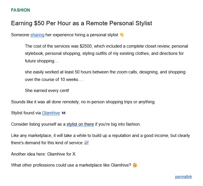 Preview screenshot of 2nd business idea