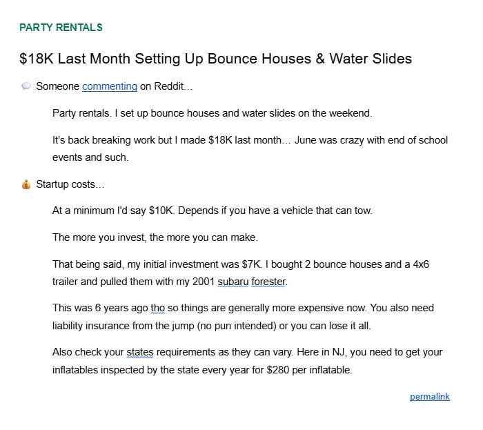 Preview screenshot of 3rd business idea